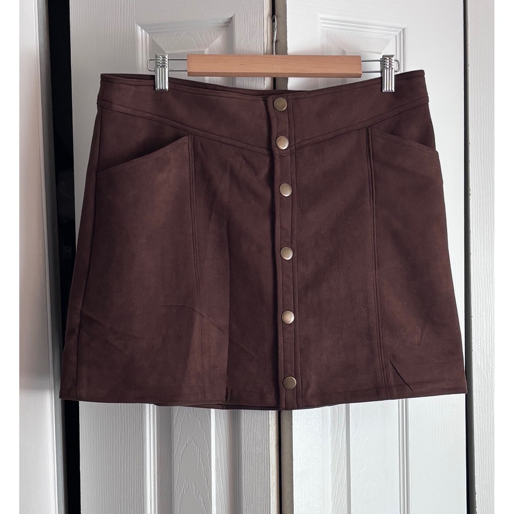 NWT Truth by Republic Faux Suede Mini Skirt XL Chocolate Brown MSRP $58 - Picture 7 of 10